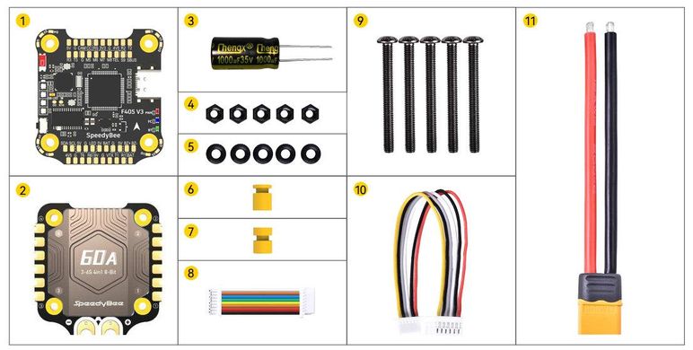 Політний стек SpeedyBee F405 V3 60A (Стек польотний контролер+регулятор моторів)